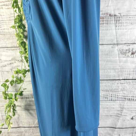 Chadwicks Dress size Extra Large Teal Slinky Stretch Peasant Stretch Modest Boho - Picture 15 of 16